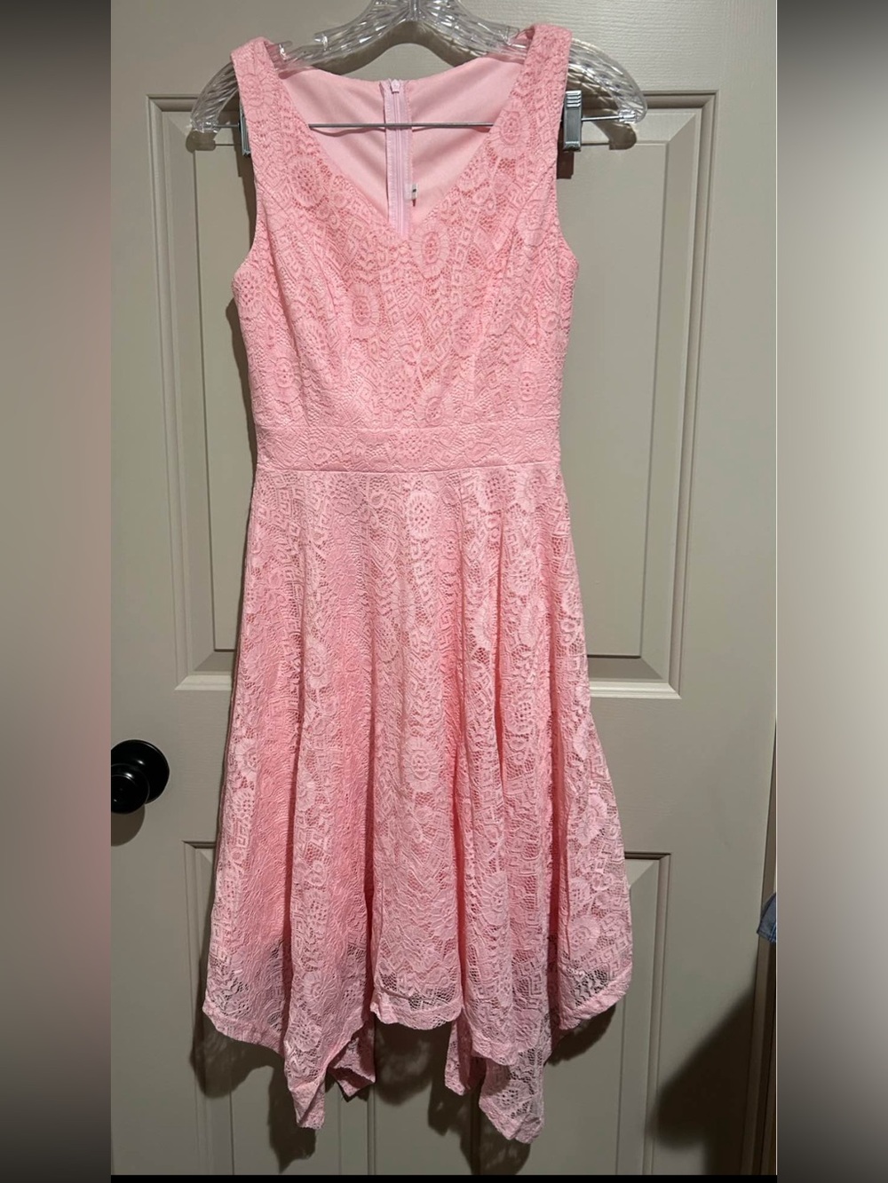 Pink Sleeveless Lace Fit & Flare Dress